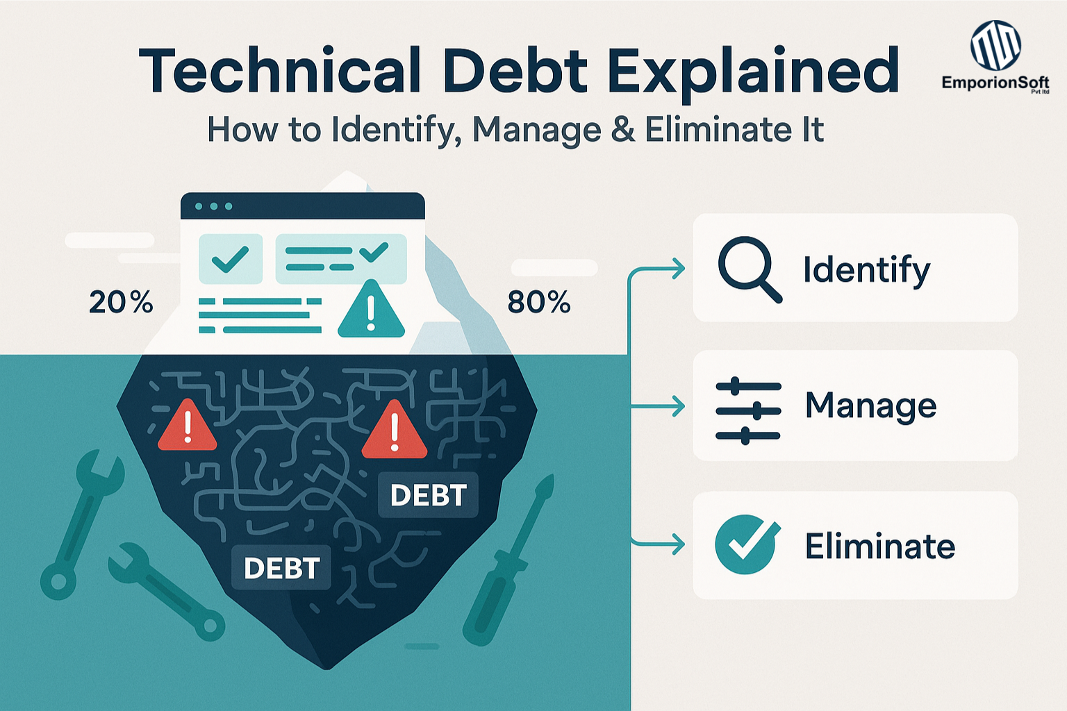 Technical debt management process - identification, prioritization and elimination workflow diagram
