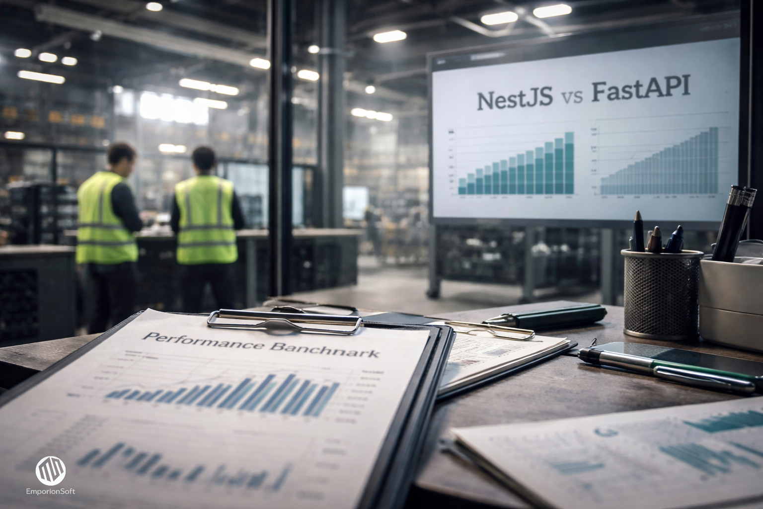 Performance comparison chart illustrating NestJS vs FastAPI 2026 for AI driven backend systems