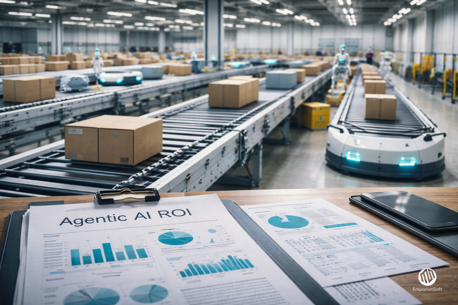 Enterprise dashboard visualising Agentic AI ROI through autonomous workflow metrics and business performance indicators