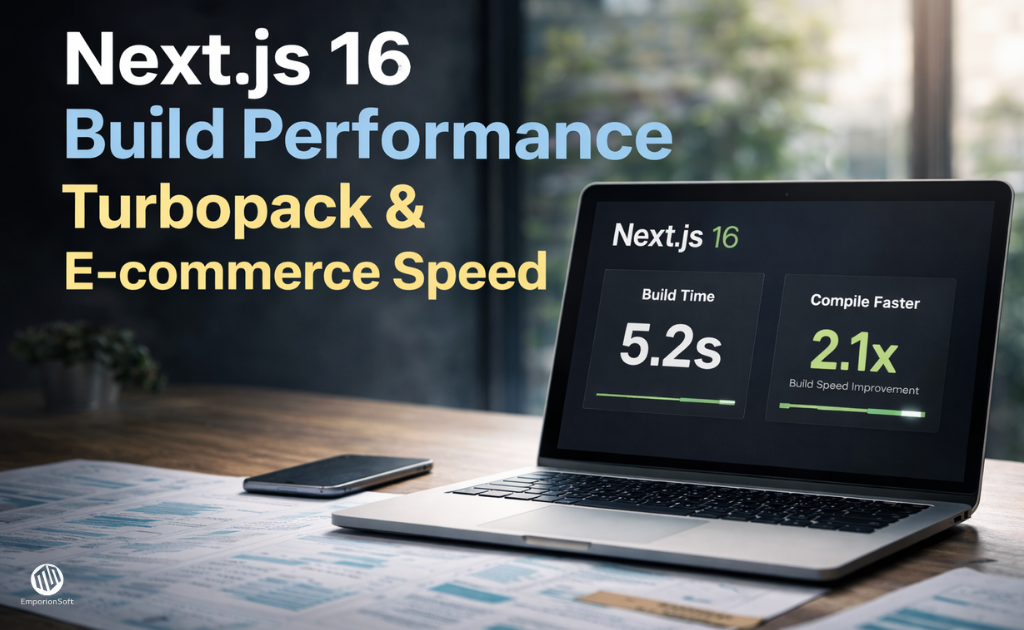 Developer workspace showing faster builds demonstrating Next.js 16 build performance with Turbopack