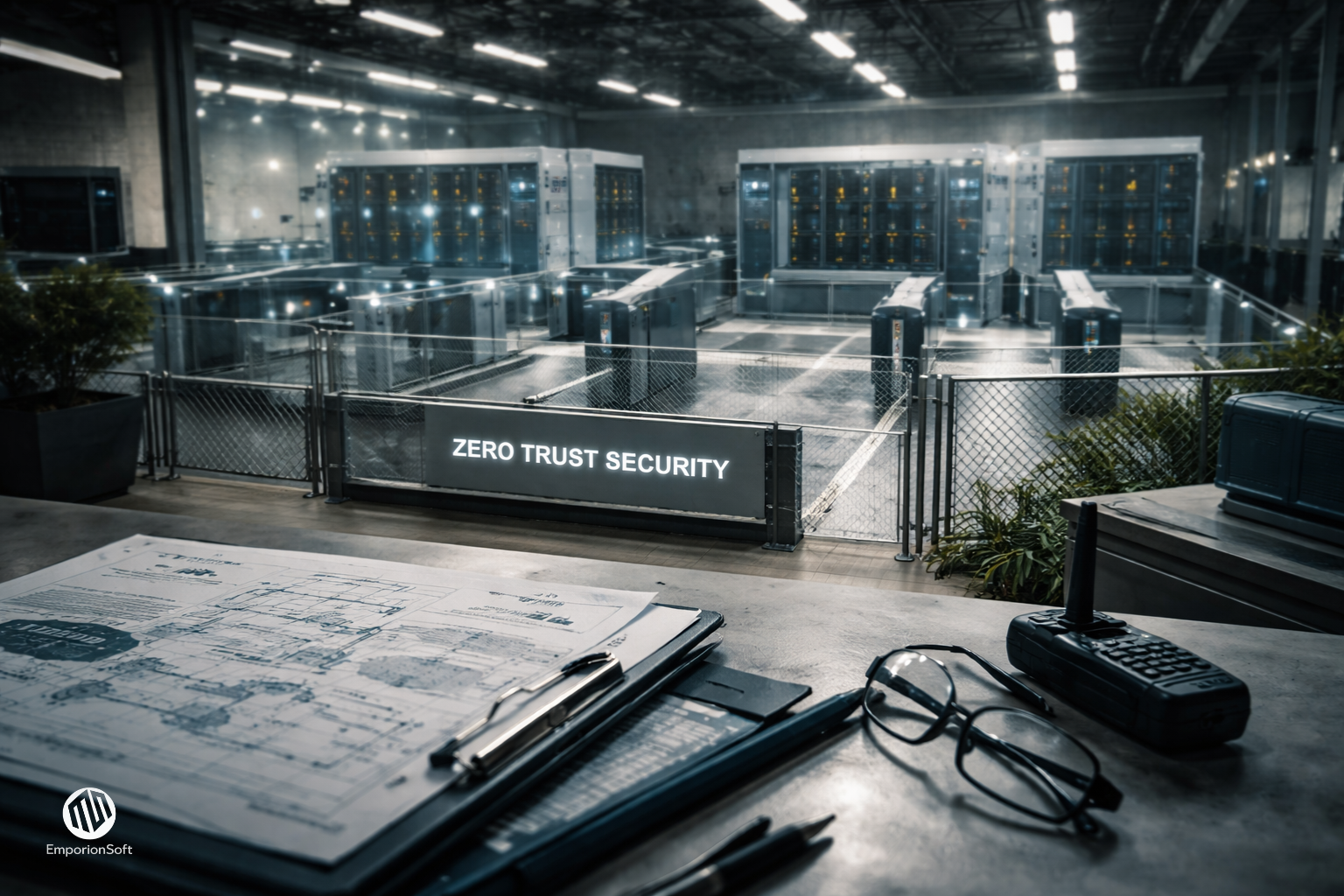 Enterprise security dashboard illustrating Zero Trust DevSecOps framework protecting distributed software systems