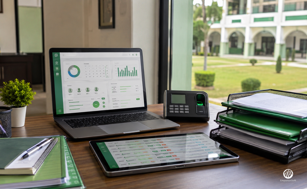 ERP software for schools Pakistan dashboard showing attendance, fees, results, and student records